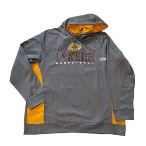 NBA Los Angeles Lakers Sweatshirt Mans 2XL Gray Hooded Jacket‎ Pockets Relaxed